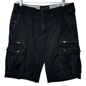 Quiksilver Cargo Shorts Mens 31 Black Cotton Skate Surf Y2K Utility Streetwear
